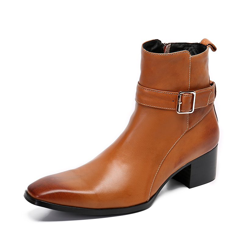 Men Formal Wear With Boots - Зимние коричневые мужские ботильоны с острым