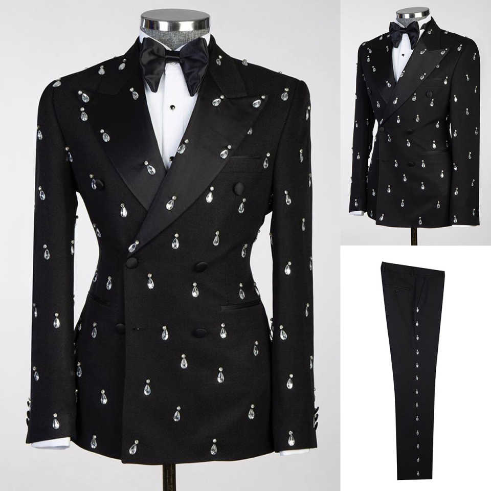 Large Men Formal Wear - Большие хрустальные свадебные смокинги для жениха,