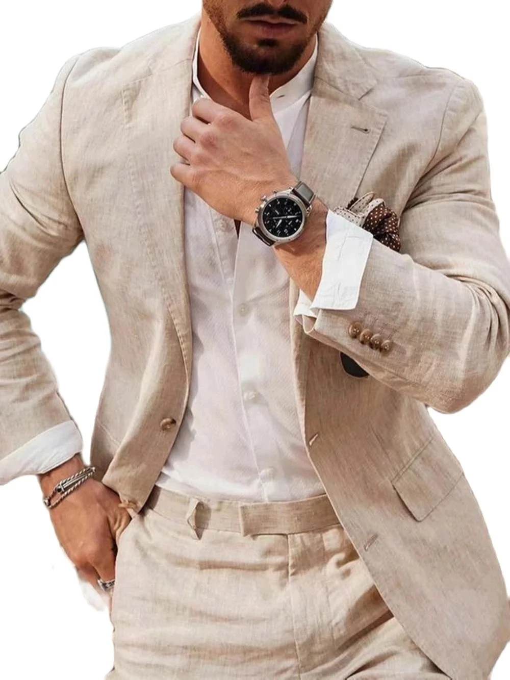 Летний пляжный деловой льняной – обзор и цена Men Linen Formal Wear
