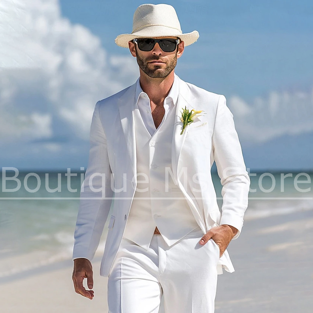 Мужской белый льняной костюм-т – обзор и цена Men Linen Formal Wear