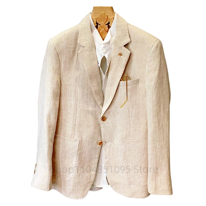 Бежевые мужские льняные пиджак – обзор и цена Men Linen Formal Wear
