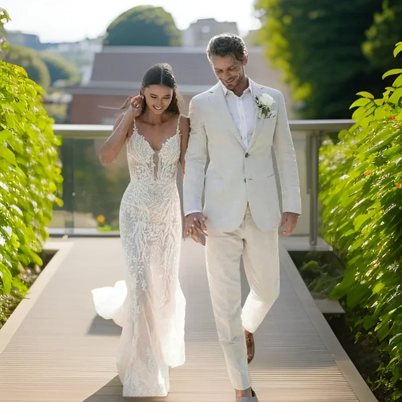 Льняной свадебный смокинг для  – обзор и цена Men Linen Formal Wear